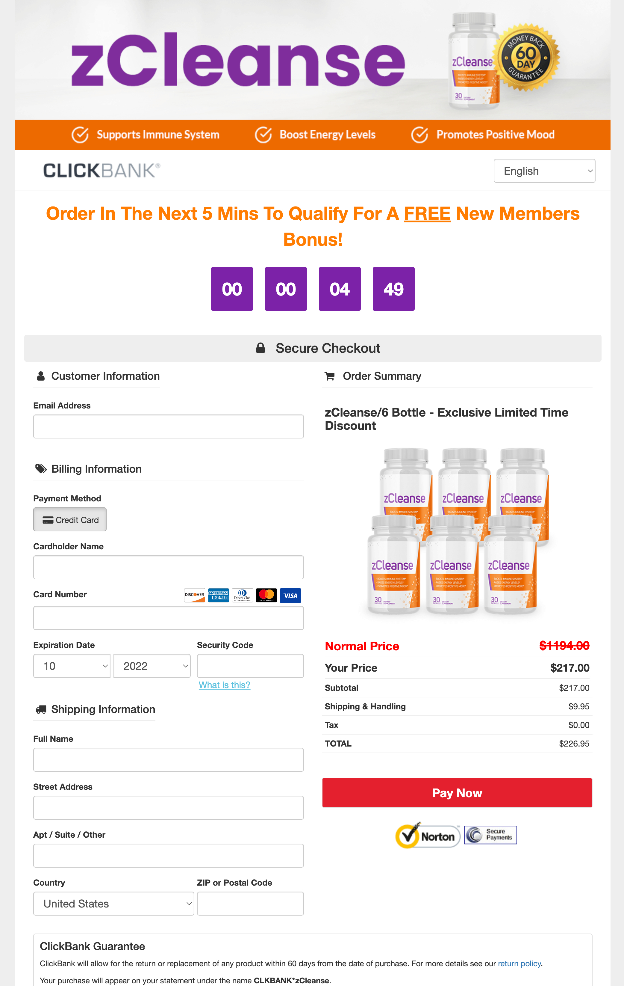 zCleanse - Order Page