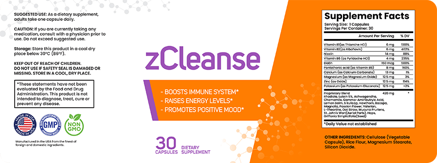 zCleanse Supplement Facts